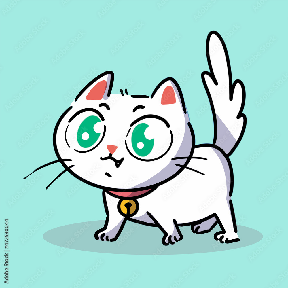 Gorgeous White Kitten Character Doodle Illustration Gorgeous White Kitten Character Doodle Illustration