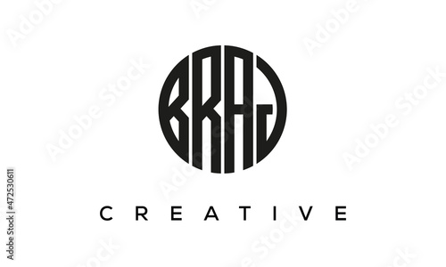 Letters BRAJ creative circle logo design vector, 4 letters logo photo