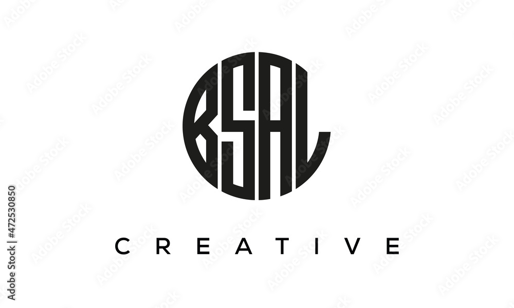 Letters BSAL creative circle logo design vector, 4 letters logo Letters BSAL creative circle logo design vector, 4 letters logo
