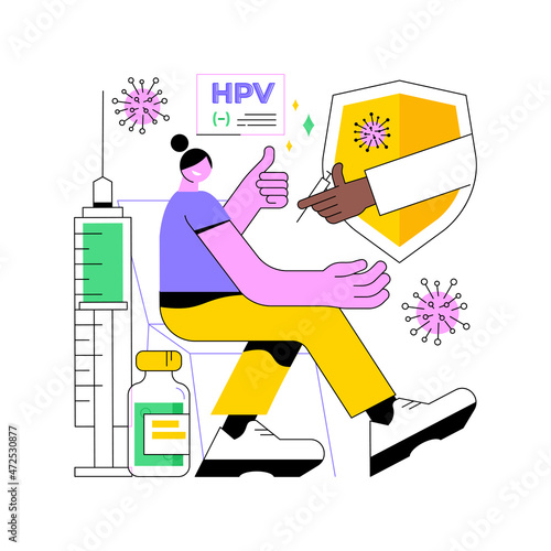 HPV vaccination abstract concept vector illustration. Protecting against cervical cancer, human papillomavirus immunization program, HPV vaccination, prevent infection abstract metaphor.
