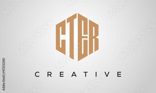 letters CTER creative polygon hexagon logo victor template photo