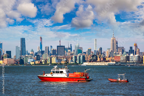 Fire Department boat against Manhattan