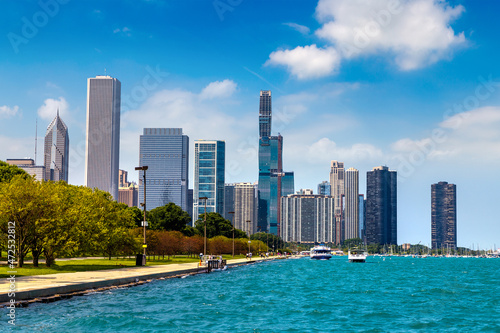 Cityscape Chicago at Lake Michigan