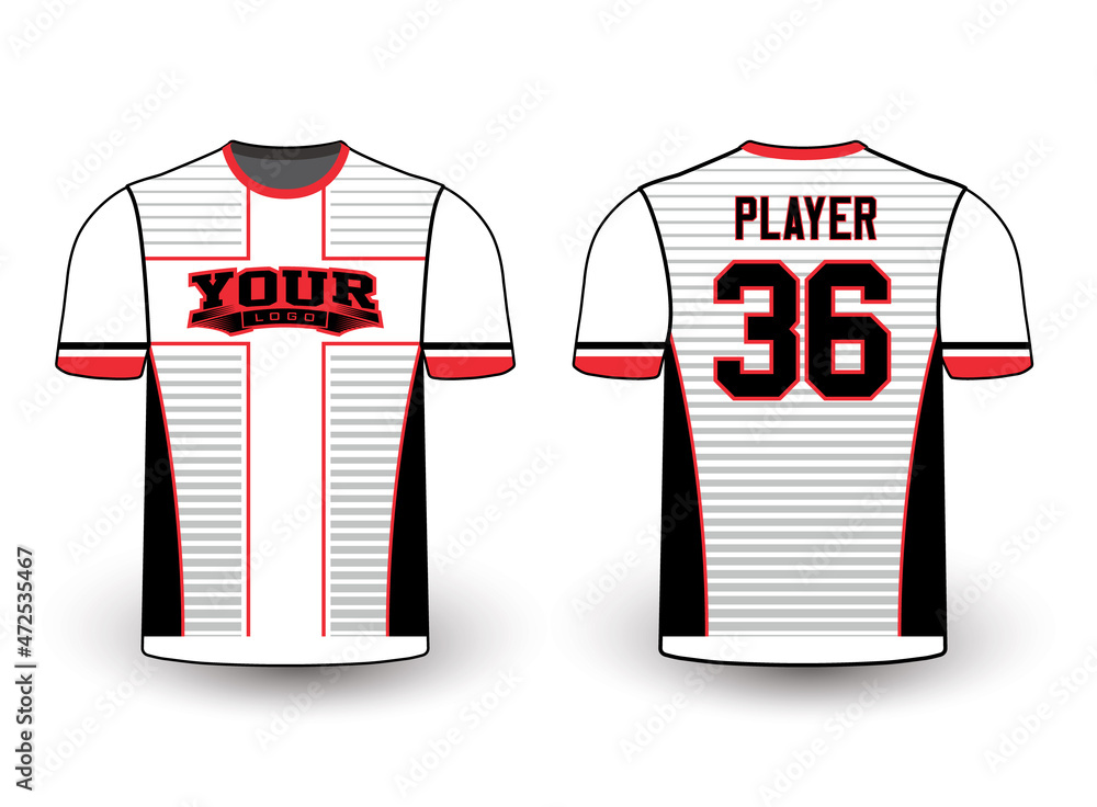 Naklejka premium Sports gear template mockup perfect fit for all sports. The designs that go on casual wear, shirts, fashions apparel, and all kinds of team uniform