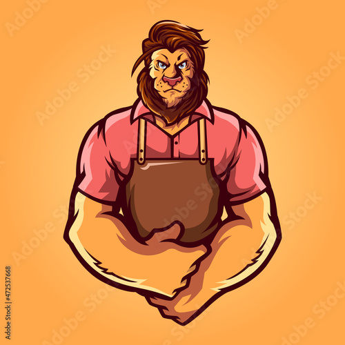 Handsome lion character or illustration