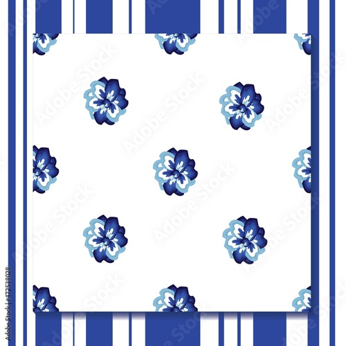Floral seamless tropical pattern with bright blue jasmine flowers on white background. Jungle seamless vector floral pattern background. Floral background. Exotic tropics. Summer design. print decor