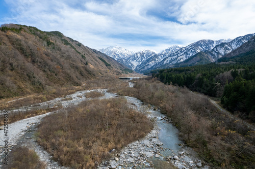                                                                 Drone view of Tsurugidake in Kamiichi Town  Toyama Prefecture.