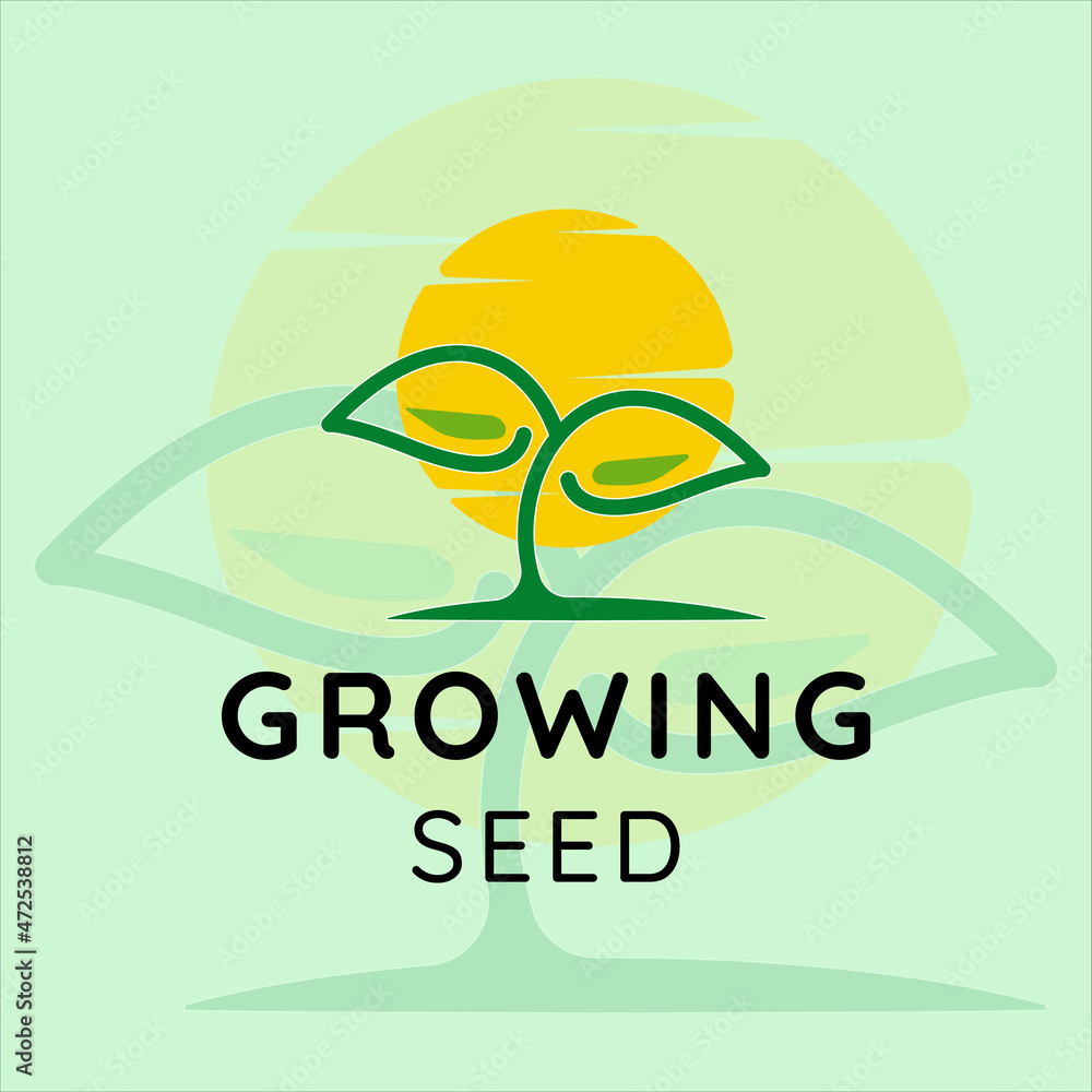 Obraz premium growing seed modern colorful vector logo illustration template icon graphic design. flower plant garden farm symbol for business and industry