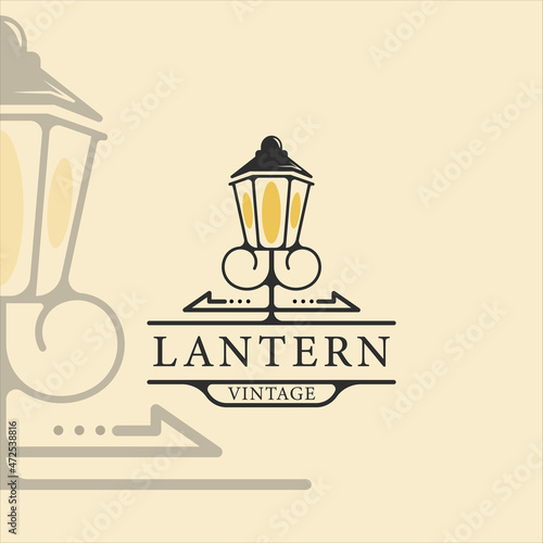 lantern logo vintage vector illustration template icon graphic design. street lamp restaurant icon with retro style