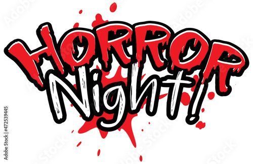Dripping blood style with word Horror Night