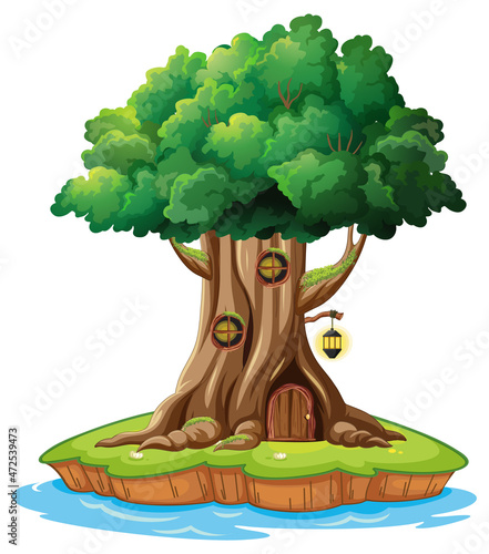 Fantasy tree house inside tree trunk