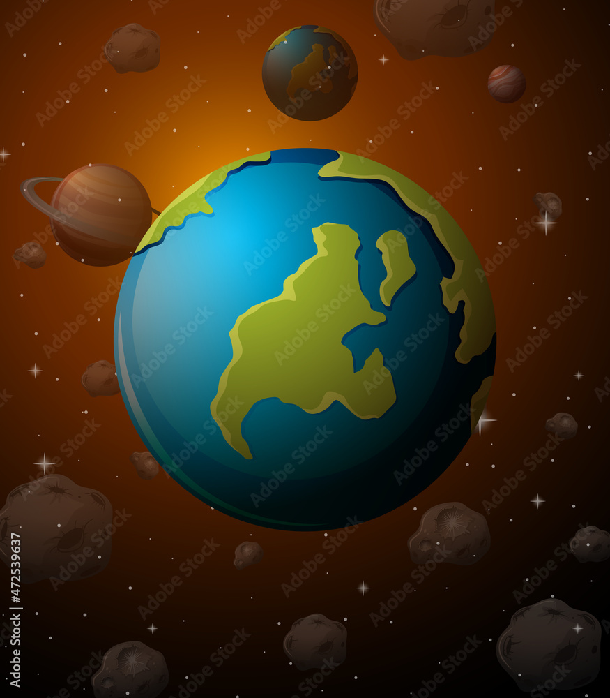 Erath planet on space background