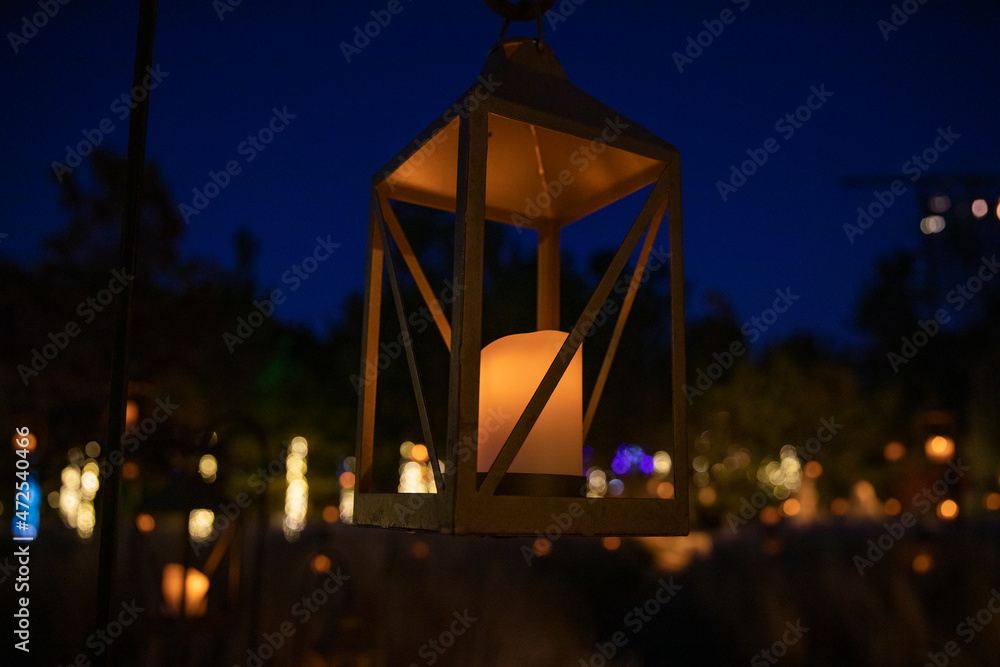 candle lantern. at night