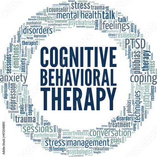 Cognitive Behavioral Therapy conceptual vector illustration word cloud isolated on white background.