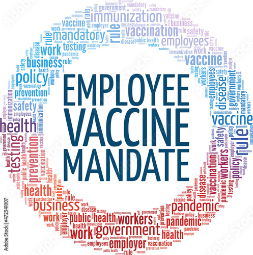 Employee Vaccine Mandate conceptual vector illustration word cloud isolated on white background.