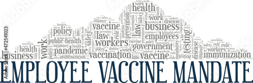 Employee Vaccine Mandate conceptual vector illustration word cloud isolated on white background.