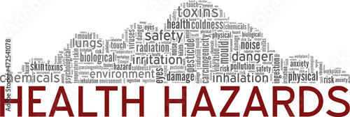 Health Hazards conceptual vector illustration word cloud isolated on white background.