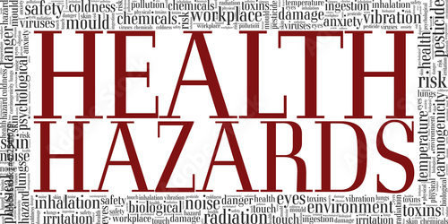 Health Hazards conceptual vector illustration word cloud isolated on white background.