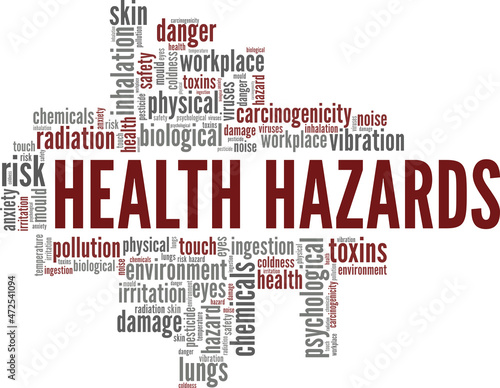 Health Hazards conceptual vector illustration word cloud isolated on white background.