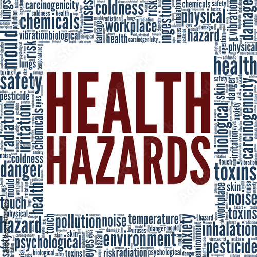 Health Hazards conceptual vector illustration word cloud isolated on white background.