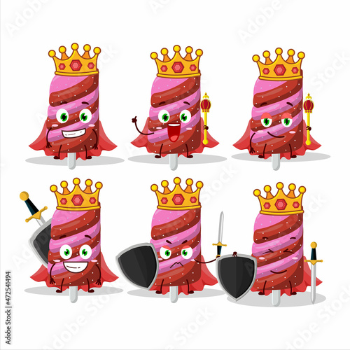 A Charismatic King gummy candy strawberry cartoon character wearing a gold crown