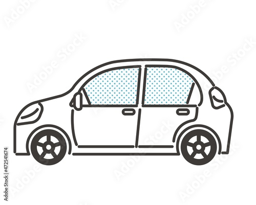 シンプルでかわいい自動車のベクターイラスト素材／マイカー／アイコン