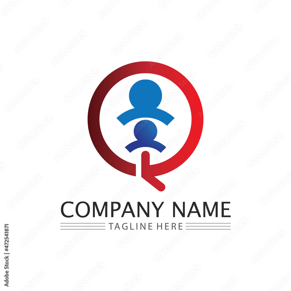 People Icon work group Vector logo design community family team and health care