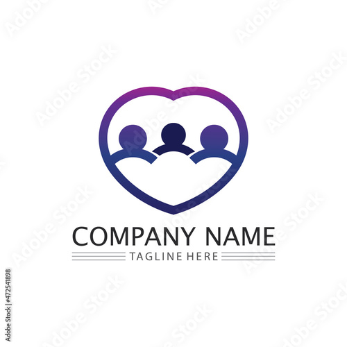 People Icon work group Vector logo design community family team and health care