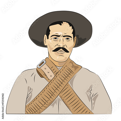 pancho villa mexican vector portrait photo