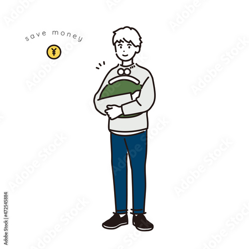 お金を守る男性のイメージイラスト