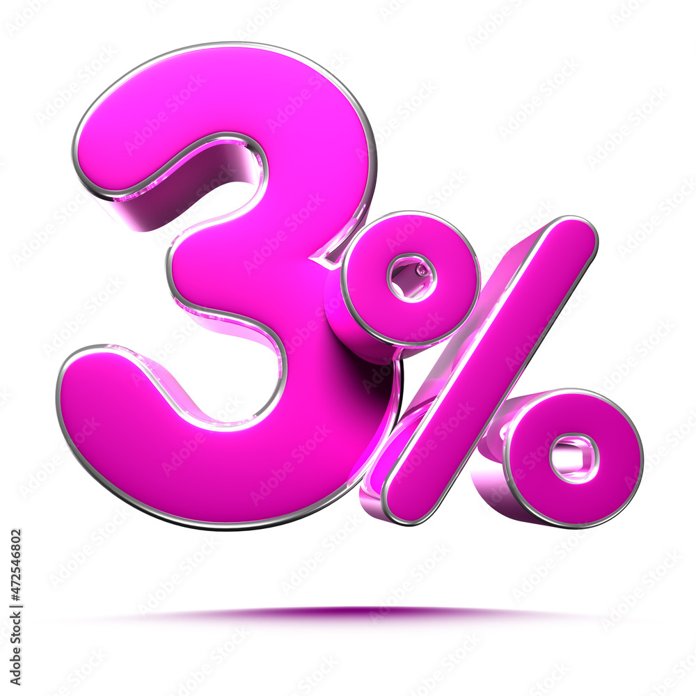 Pink 3 Percent 3d illustration Sign on White Background, Special Offer 3% Discount Tag, Sale Up to 3 Percent Off,share 3 percent,3% off storewide.With clipping path. Pink 3 Percent 3d illustration Sign on White Background, Special Offer 3% Discount Tag, Sale Up to 3 Percent Off,share 3 percent,3% off storewide.With clipping path.