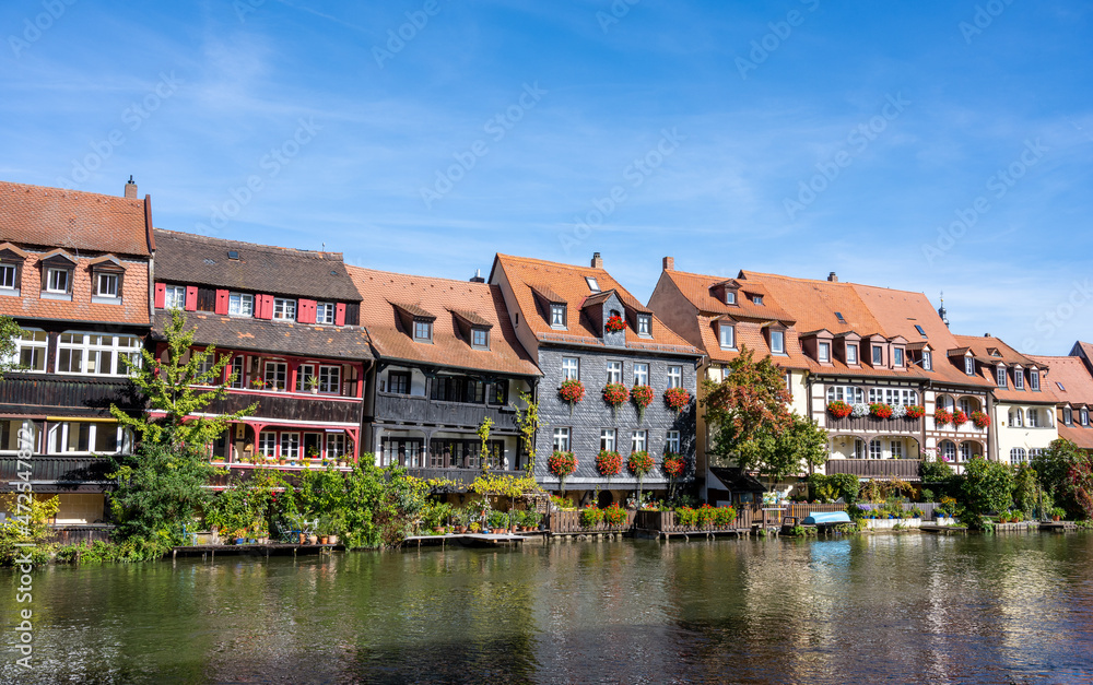The old Fishermen houses at the river Regnitz in Bamberg, Germany