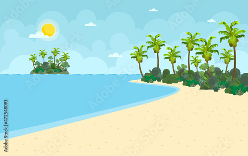 Beach Ocean Water Landscape Background Vector Illustration