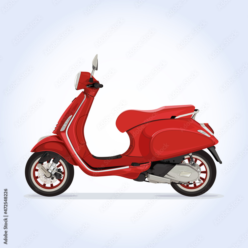 Scooter Matic Primavera Red Motorcycle Vector Illustration Stock Vector |  Adobe Stock