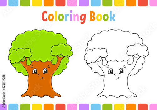Coloring book for kids. Cartoon character. Vector illustration. Fantasy page for children. Black contour silhouette. Isolated on white background.