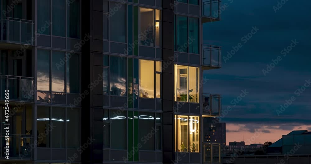 Timelapse video of an apartment building in Canada during sunset Timelapse video of an apartment building in Canada during sunset