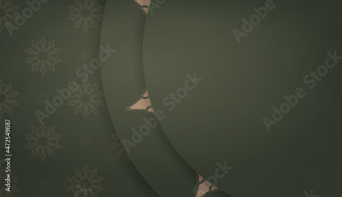 Background of green color with mandala brown ornament for design under the text