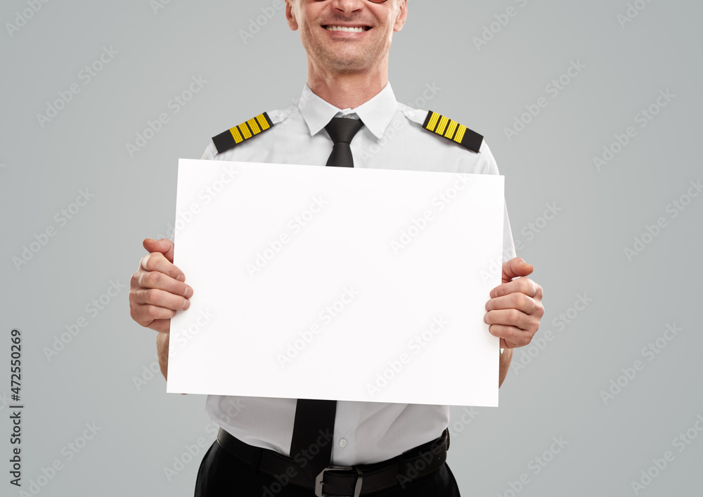 Crop aviator with blank sheet of paper Crop aviator with blank sheet of paper