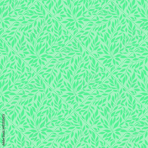 Seamless green pattern with orange tropical plants and orchid flowers. damask pattern