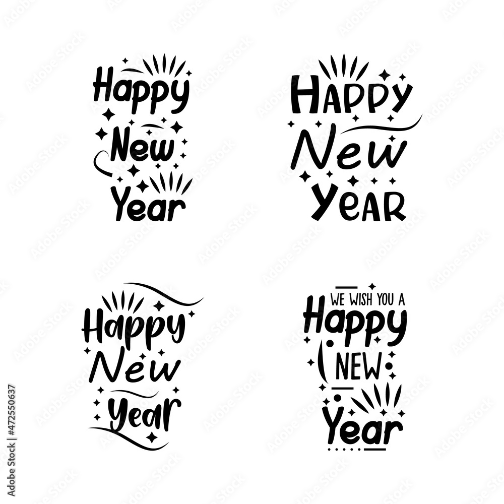 Lettering text for happy new year