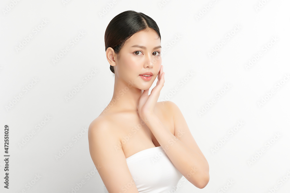 Beautiful young asian woman with clean fresh skin on white background, Face care, Facial treatment, Cosmetology, beauty and spa, Asian women portrait. Beautiful young asian woman with clean fresh skin on white background, Face care, Facial treatment, Cosmetology, beauty and spa, Asian women portrait.