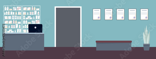 veterinary clinic and pharmacy, vector illustration