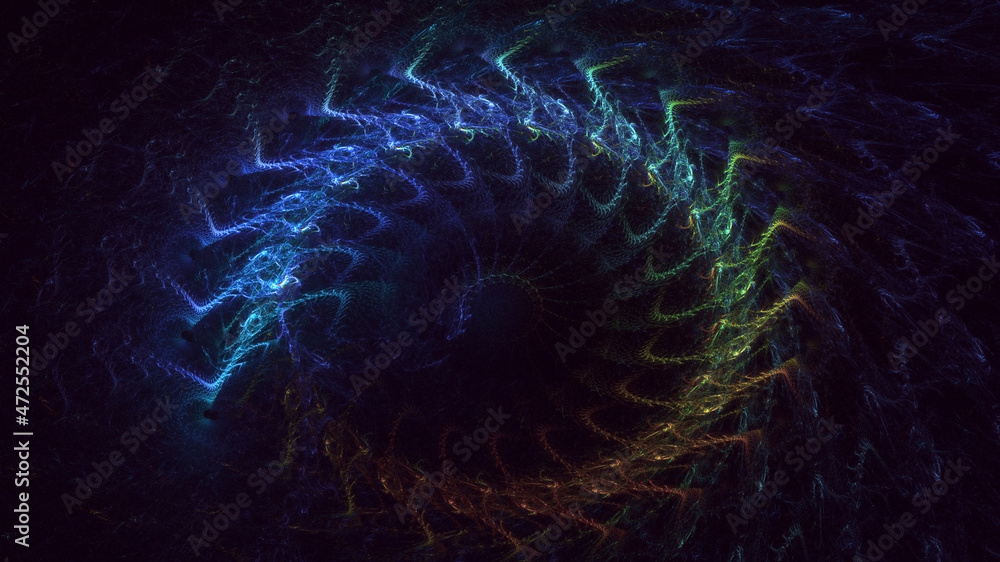 3D rendering abstract blue fractal light background