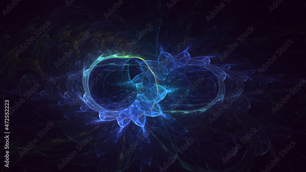 3D rendering abstract blue fractal light background