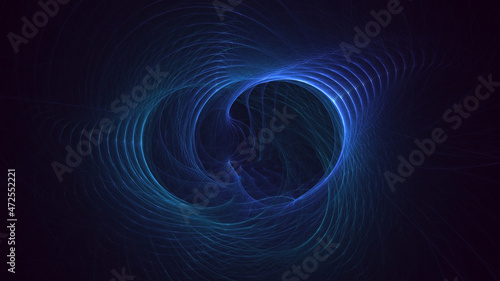 3D rendering abstract blue fractal light background