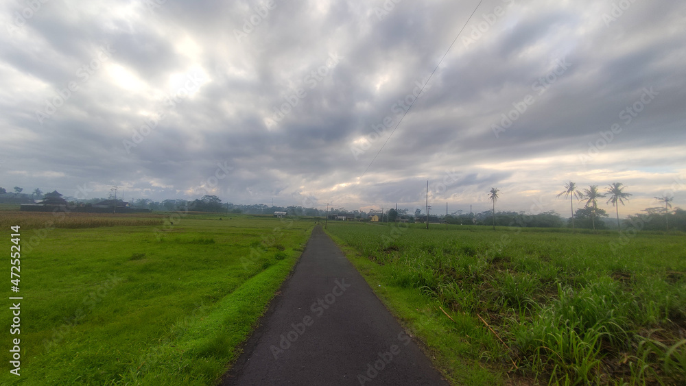 cloudy atmosphere in the countryside full of greenery in village cloudy atmosphere in the countryside full of greenery in village