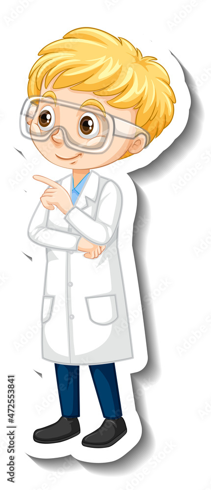 Scientist girl cartoon character sticker Scientist girl cartoon character sticker