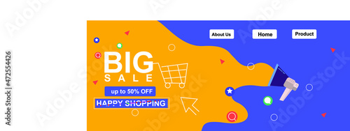 Landing page banner illustratio for online shopping and e commerse photo