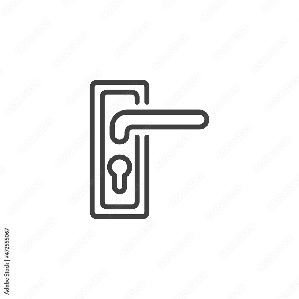 Doorknob handle line icon Doorknob handle line icon