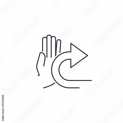 Push back away. Redirect. Vector linear icon isolated on white background.